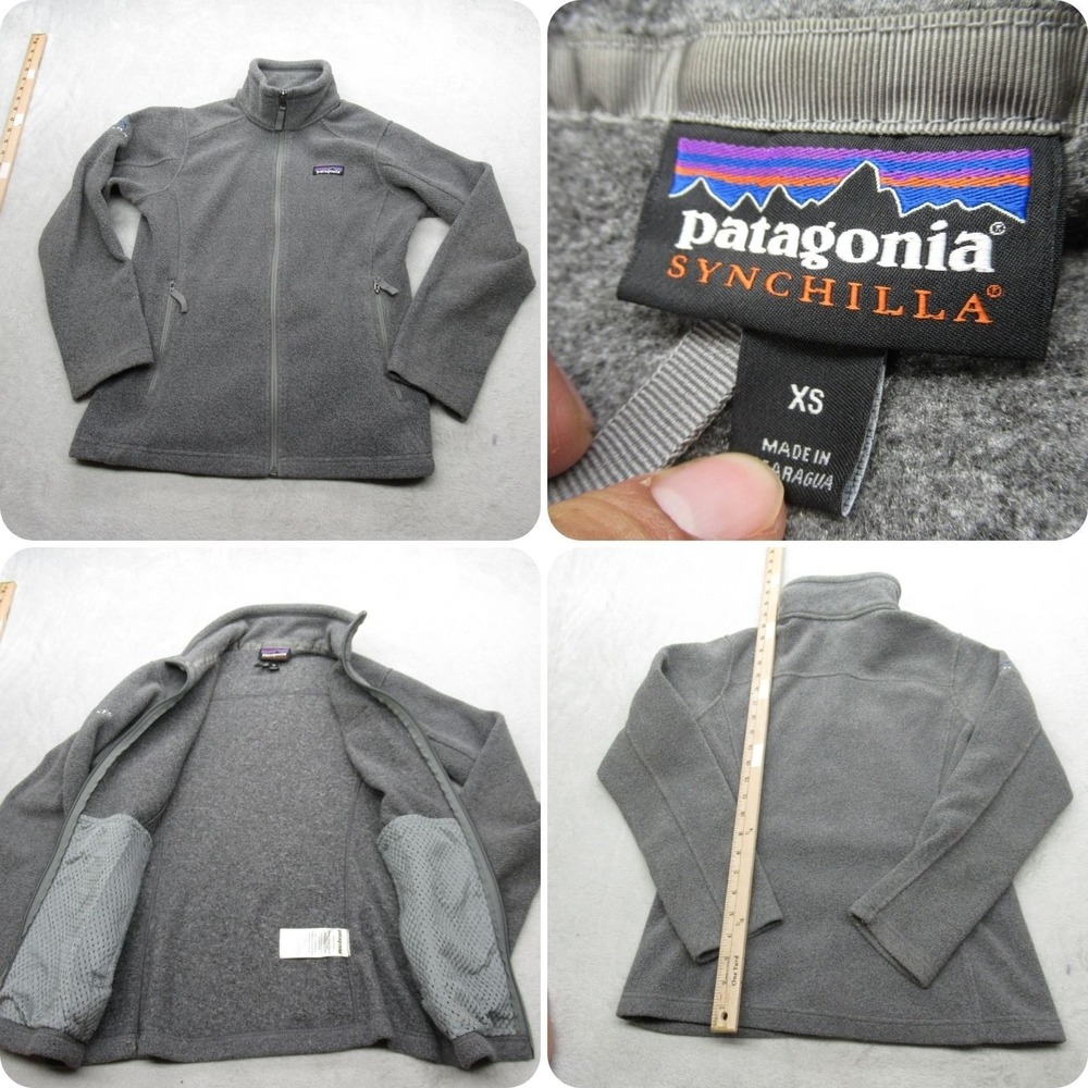 Patagonia Synchilla Jacket Women XS Gray Lightweight Fleece Full Zip Logo Hiking